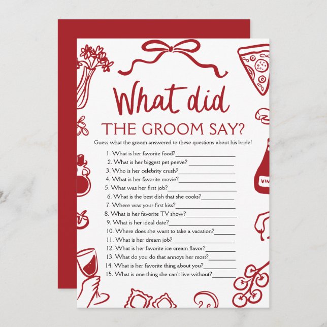 Italienisch Was hat der Groom gesagt, Brautparty S Einladung (Vorne/Hinten)