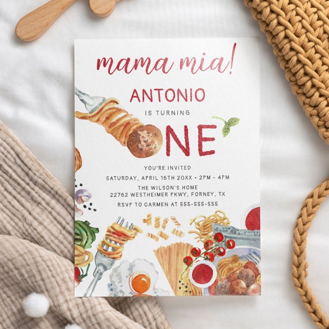 Italienisch Wasserfarbe 1. Geburtstag Einladung (Von Creator hochgeladen)