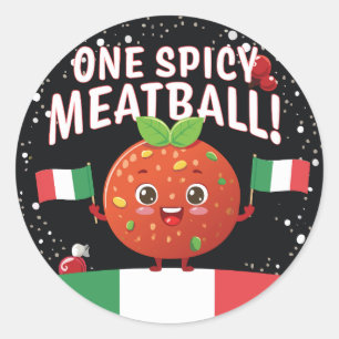 Italienisch-würziges Meatball-Design mit italienis Runder Aufkleber