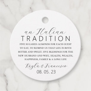 Italienische Almond Wedding Tradition Gefallen Tag Geschenkanhänger