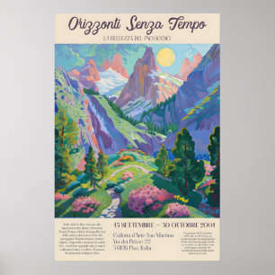 Italienische Alpen Landschaftskunst Druck Vintage Poster