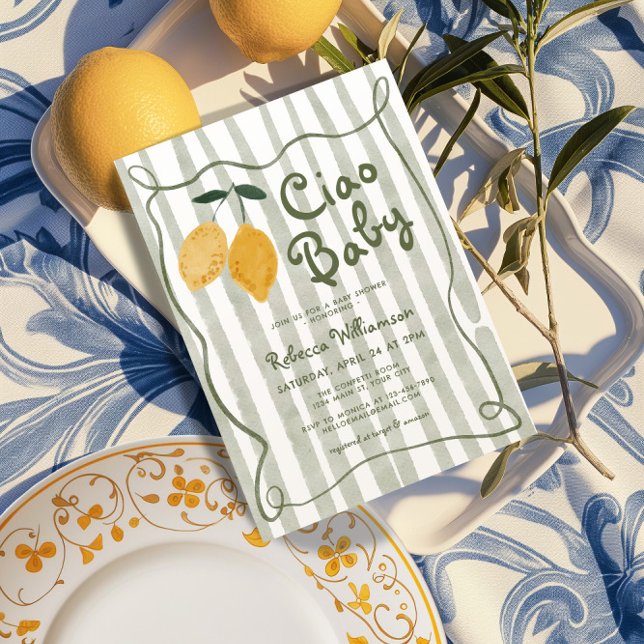Italienische Amalfi-Geschlechterneutrale Babydusch Einladung (Lemon Gender Neutral Baby Shower Invite)