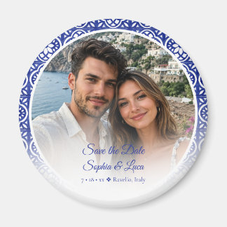 Italienische Amalfi-Küstenblaue Fliesen-Foto Save Magnet