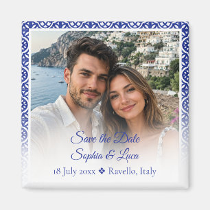 Italienische Amalfi-Küstenblaue Fliesen-Foto Save Magnet