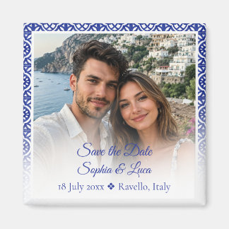 Italienische Amalfi-Küstenblaue Fliesen-Foto Save Magnet