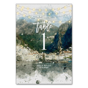 Italienische Amalfi Tischnummer Hochzeitskarte