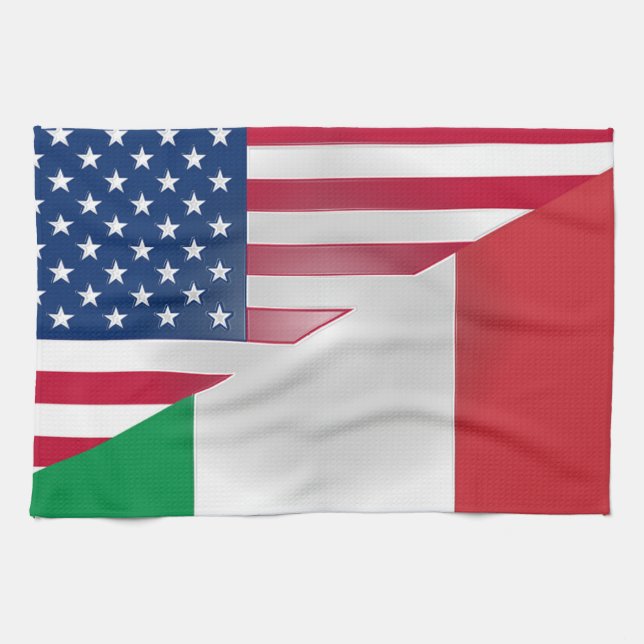 Italienische amerikanische Stoff-Flagge 16" x 24" Handtuch (Horizontal)