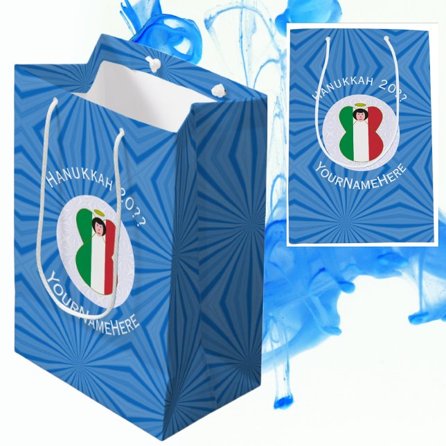 Italienische Angelflagge für Hanukkah Mittlere Geschenktüte (Von Creator hochgeladen)