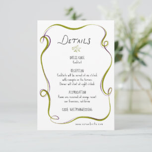 Italienische Aquarell-Rustico-Hochzeitsempfang Begleitkarte