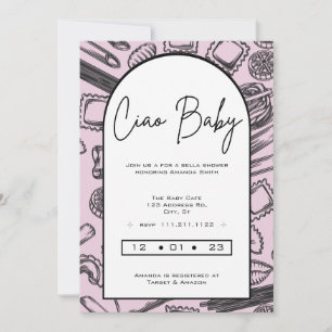 Italienische Babydusche, Ciao Baby, geschlechtsneu Einladung