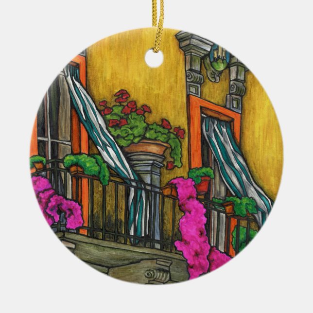 Italienische Balkon-Keramik-Weihnachtsverzierung Keramik Ornament (Vorne)