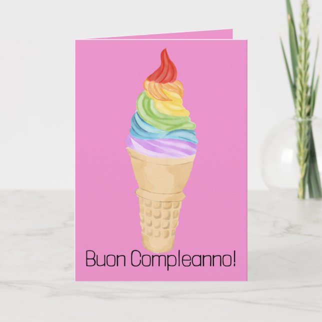 Italienische Birthday Rainbow Gay Pride Ice Creme  Karte (Vorderseite)