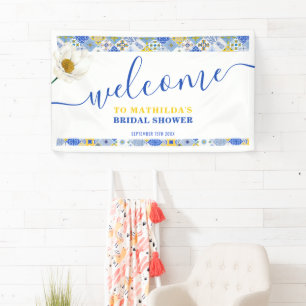 Italienische blaue Fliesen Hochzeitsshower-Einladu Banner