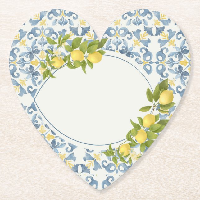 Italienische Blaue Fliesen-Limonelle Untersetzer (Vorderseite)