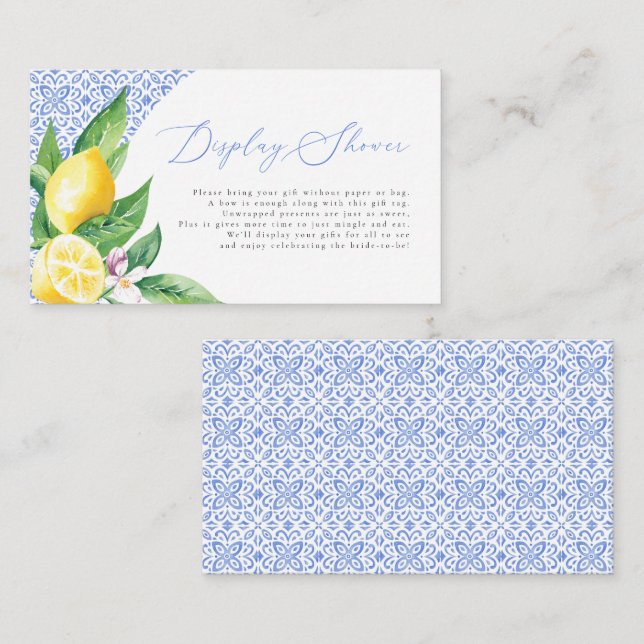 Italienische Blauer Tile Positano Lemon Display Du Begleitkarte (Vorne/Hinten)