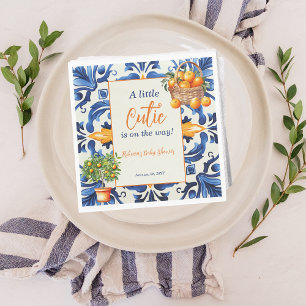 Italienische Blauer Tile Süsse Orange Citrus Baby Serviette