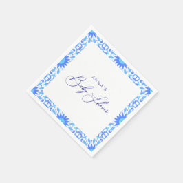 Italienische Blue Tile Baby Dusche Minimalistisch Serviette