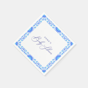 Italienische Blue Tile Baby Dusche Minimalistisch Serviette