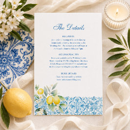 Italienische Blue Tiles and Lemons Wedding Details Einladung