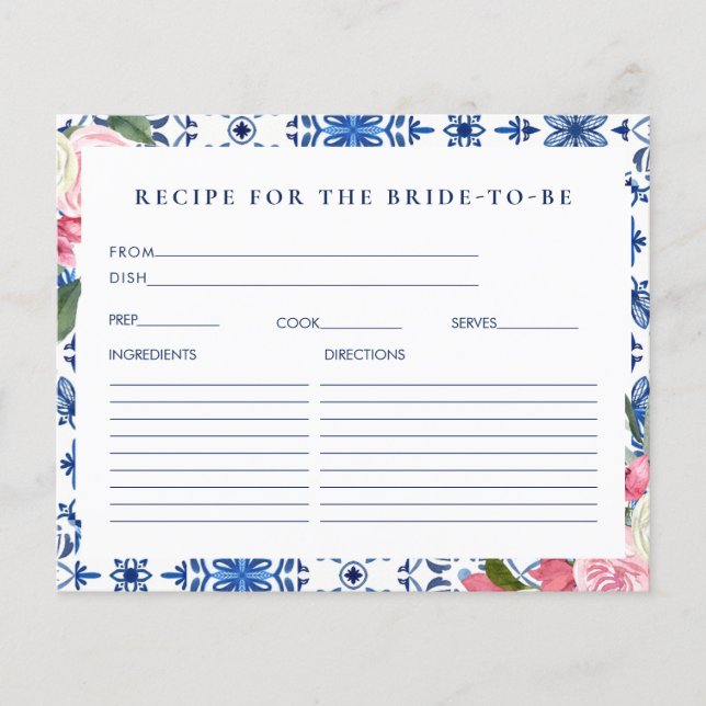 Italienische Blumenkarte Brautparty Rezept (Vorderseite)