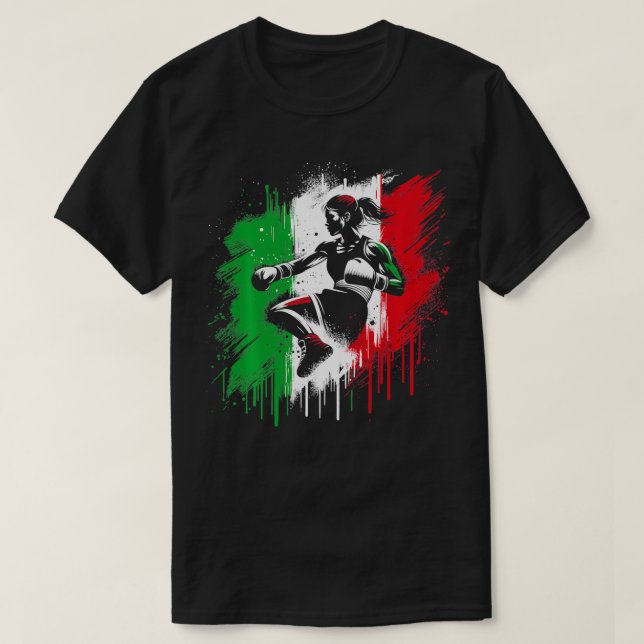 Italienische Boxerfrau Italien Kickboxing Girl 1 T-Shirt (Design vorne)
