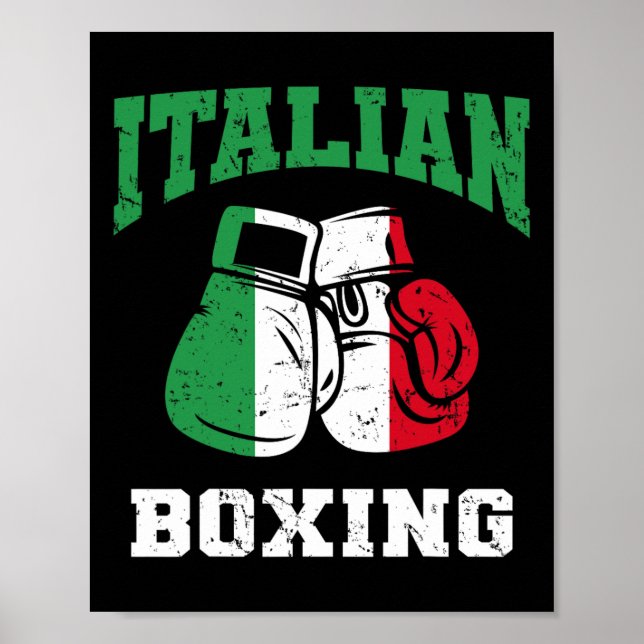 Italienische Boxhandschuhe Italienisches Flaggenbo Poster (Vorne)