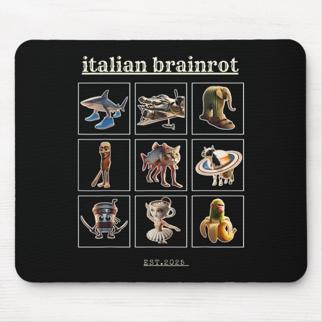 Italienische Brainrot-Charaktere Meme Gen Z Funny  Mousepad (Vorne)