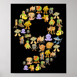 Italienische Brainrot Meme 9. Geburtstagsparty 9 J Poster