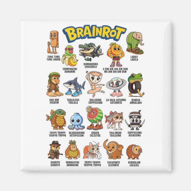 Italienische Brainrot Meme Charaktere über absurde Magnet (Vorne)
