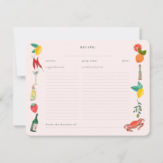 Italienische Brautparty-Rezept-Abschlusskarte Einladung (Vorderseite)
