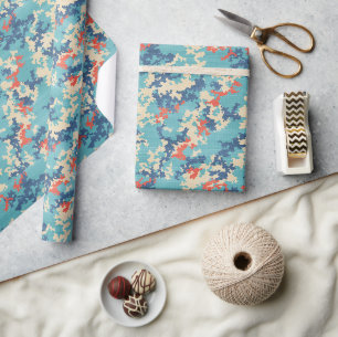 Italienische Camouflage Summer Blue Einzigartiges  Geschenkpapier