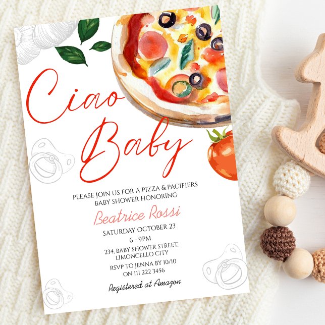 Italienische Ciao Baby Pizza Baby Dusche Einladung (Italian Ciao Baby Pizza Baby Shower Invitation)