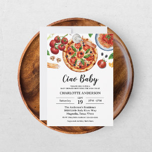 Italienische Ciao Baby Pizza Roter Babyshower  Einladung