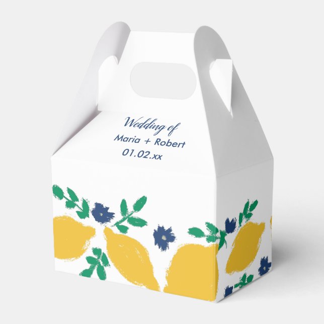 Italienische Citrus Lemon Hand Drawn Wedding Geschenkschachtel (Vorderseite)