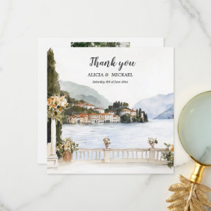 Italienische Comer Hochzeit Dankeskarte