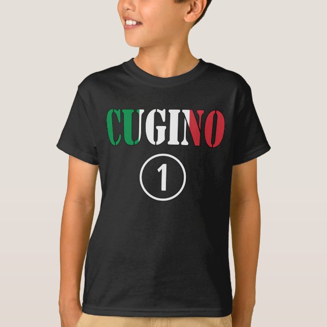 Italienische Cousin-Jungen: Cugino Numero UNO T-Shirt (Vorderseite)