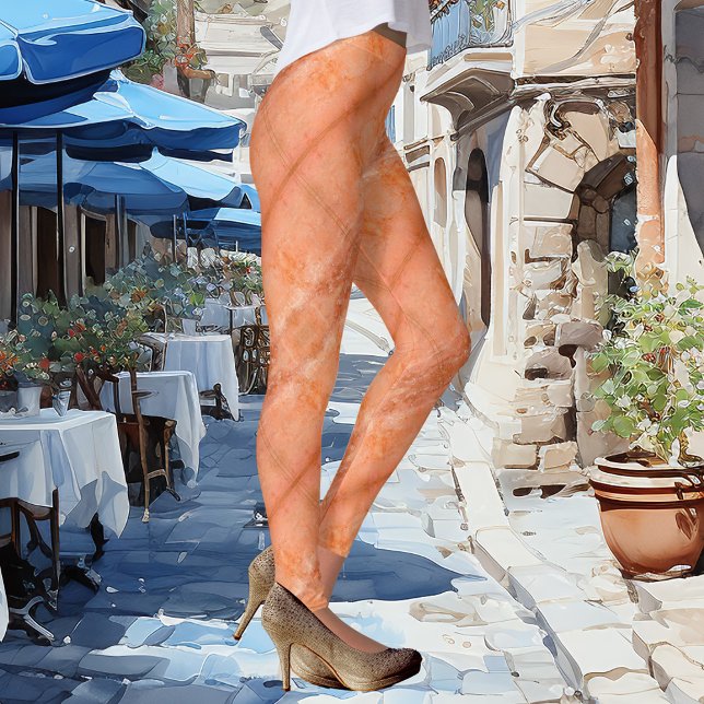 Italienische Design-Leggings mit geometrischem Mar Leggings (Modern leggings with an Italian marble inspired geometric pattern design in terra cotta colors)