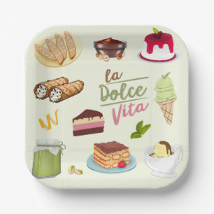 Italienische Desserts Süßigkeiten Pappteller