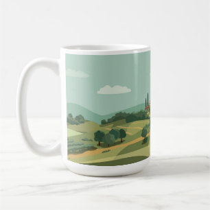 Italienische Dorflandschaft Cartoon Kaffeetasse