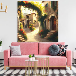 Italienische Dorfmalerei Druck, Italien Wall Art Leinwanddruck