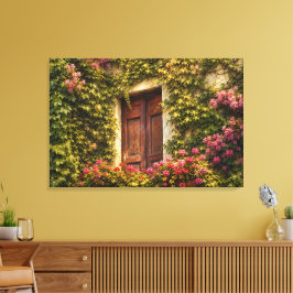 Italienische Efeu-Fenster-Leinwand Leinwanddruck