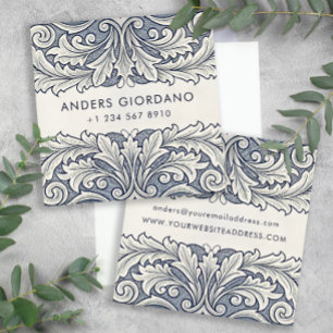 Italienische Elegante Damask Boutique oder Gallery Telefonnummerkarte