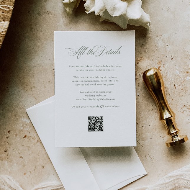 Italienische Eleganz | Angaben zum Hochzeitgast QR Begleitkarte (Von Creator hochgeladen)