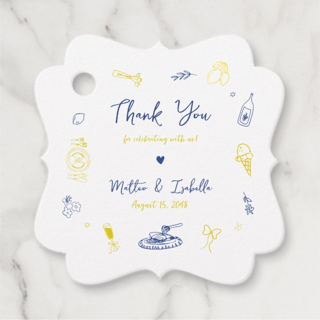 Italienische Engagement Party oder Hochzeit Danke Geschenkanhänger (Vorderseite)