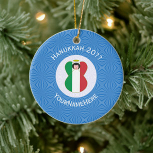 Italienische Engel Hanukkah-Flagge Personalisiert Keramik Ornament