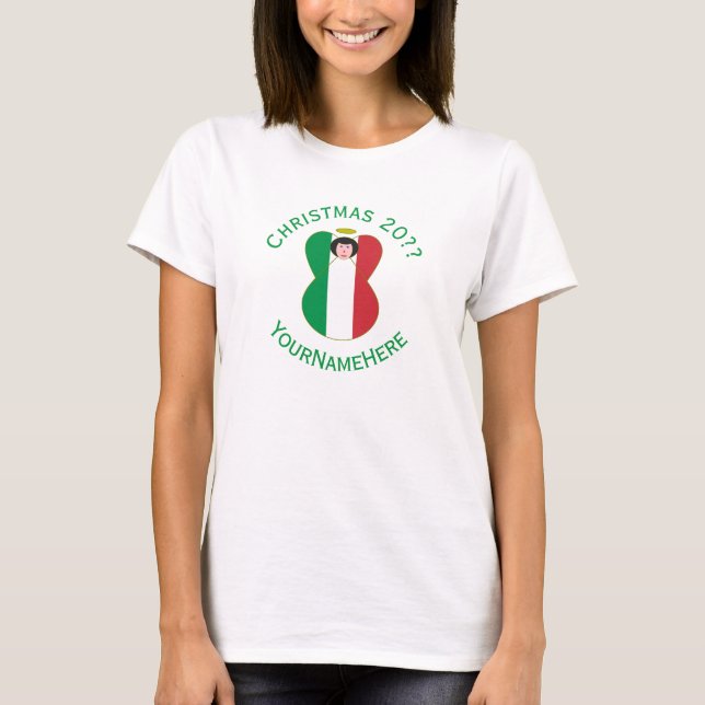 Italienische Engel-Weihnachtsflagge Personalisiert T-Shirt (Vorderseite)