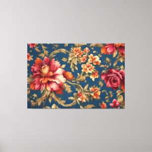 Italienische exquisite Vintage-Großblumen Leinwanddruck
