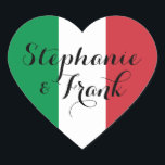 Italienische Fahne Colors Wedding Herz-Aufkleber<br><div class="desc">Sie können die Farben der italienischen Fahne in Grün und Weiß anpassen, um Ihre eigenen Sticker in der Form des Hochzeitsherzes zu kreieren. Der Name des Ehepaares weist einen dekorativen, modernen Kalligrafiestil auf. Ändern Sie den Zeilenabstand, um das interkonturierte Aussehen des Skripts zu ändern. Ändern Sie den Stil des Schriftartes,...</div>