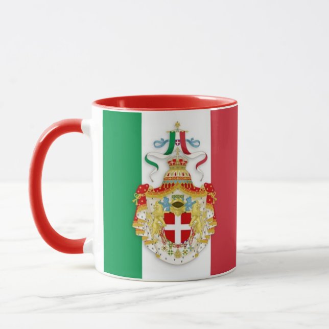 Italienische Fahne-Tasse mit Insignien des Königre Tasse (Links)