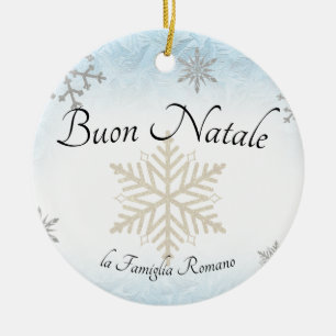 Italienische Familie Buon Natale Weihnachtsschneef Keramik Ornament